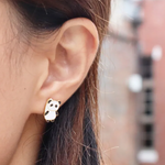 Load image into Gallery viewer, Little Oh - Stud Earrings (Hanging Panda)
