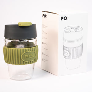 PO: Magical Magnetic Tea Tumbler Glass Tea Cup Tea Infuser (Green)