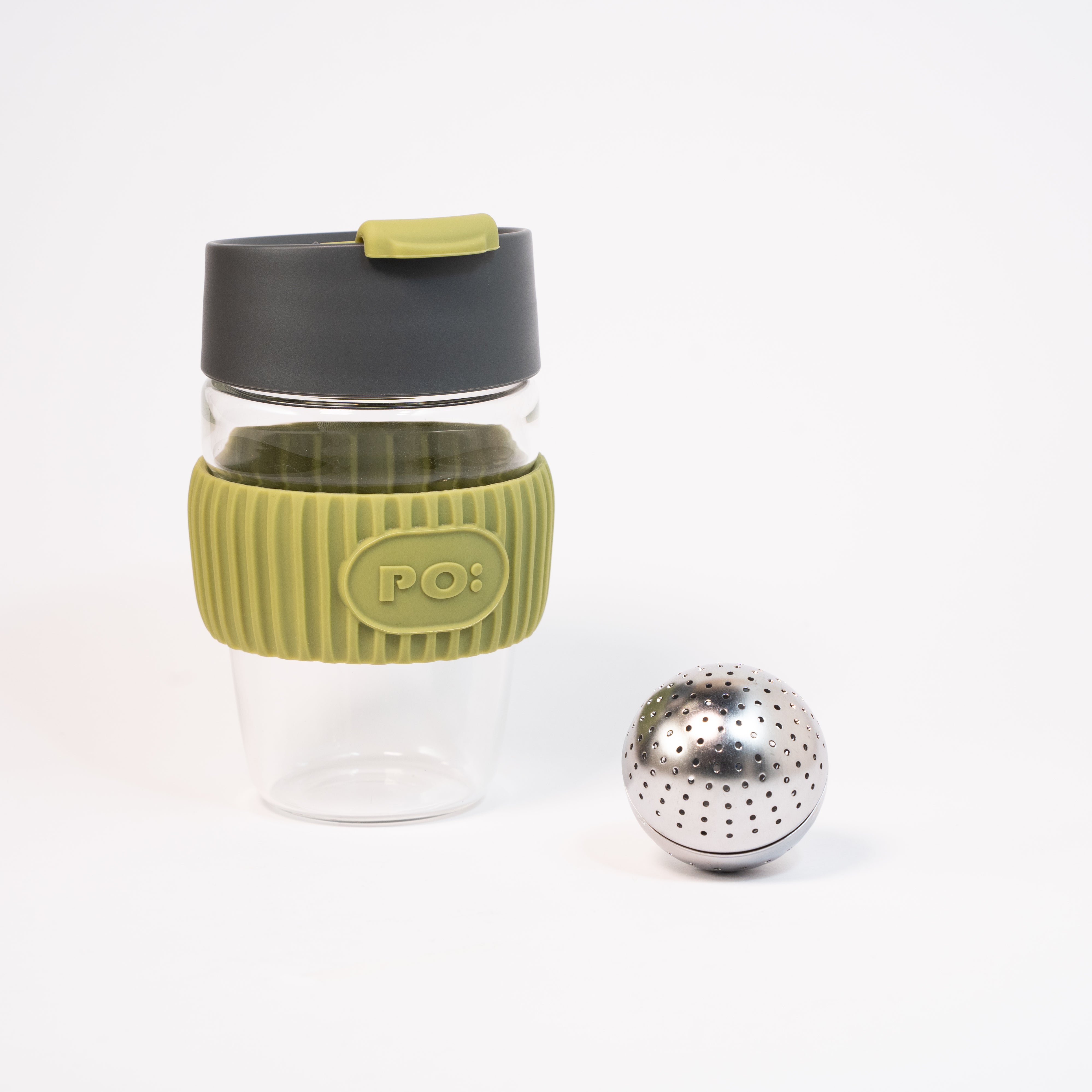 PO: Magical Magnetic Tea Tumbler Glass Tea Cup Tea Infuser (Green)