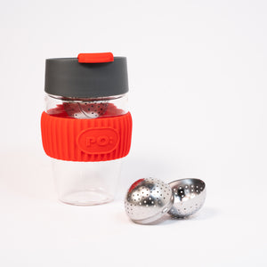 PO: Magical Magnetic Tea Tumbler Glass Tea Cup Tea Infuser (Red)