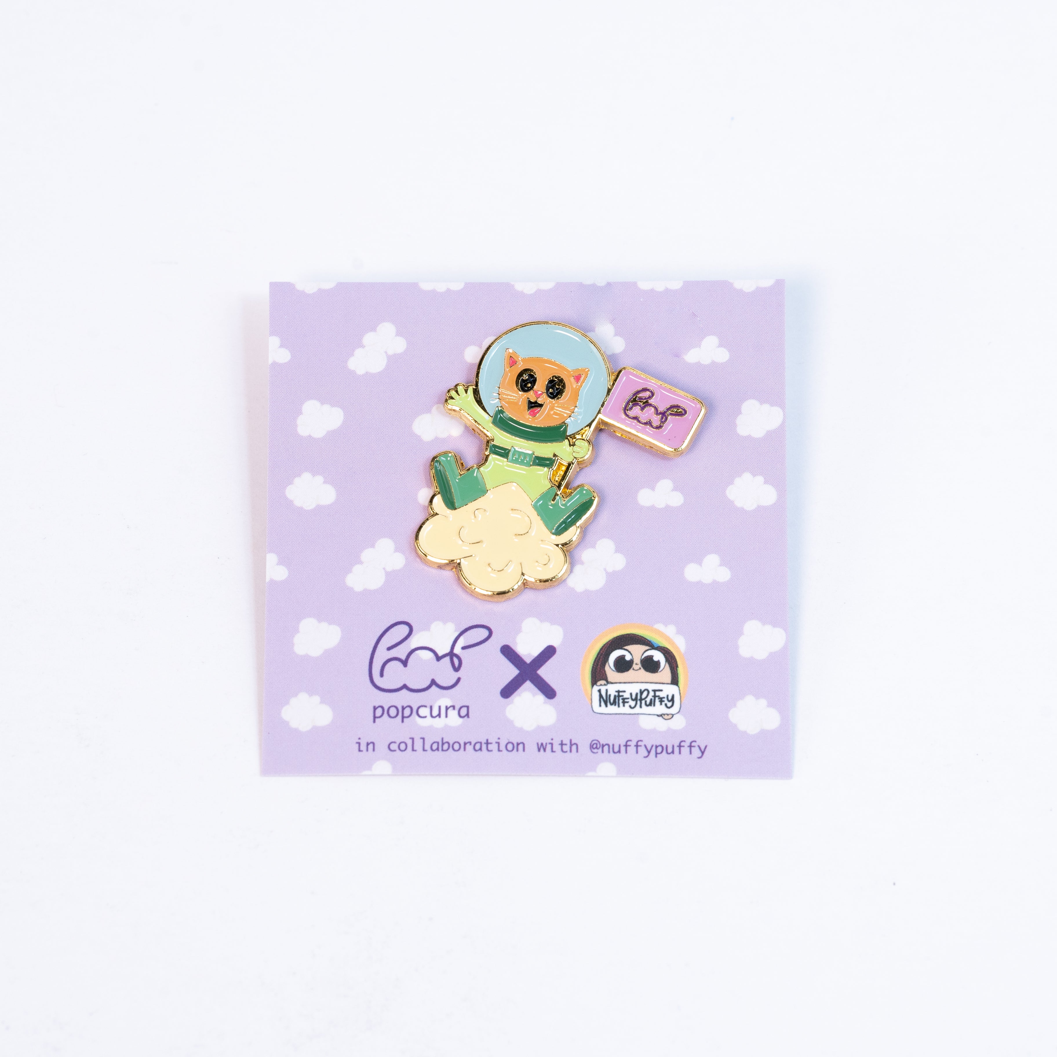 Limited Edition! Space Cat Enamel Collar Pins by Popcura x NuffyPuffy