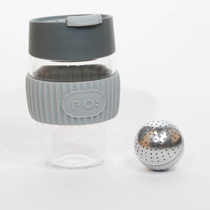 PO: Magical Magnetic Tea Tumbler Glass Tea Cup Tea Infuser (Grey)