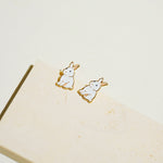 Load image into Gallery viewer, Little Oh - Stud Earrings (Jumping White Rabbit)
