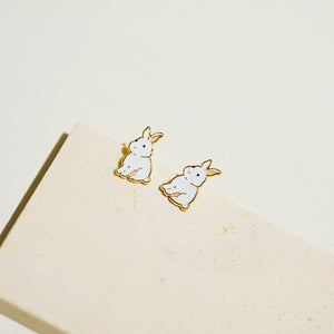 Little Oh - Stud Earrings (Jumping White Rabbit)