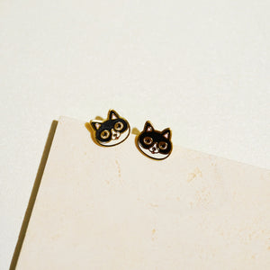 Little Oh - Stud Earrings (Tuxedo Cat)