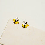 Load image into Gallery viewer, Little Oh - Stud Earrings (Panda with Duck Swimming Ring)
