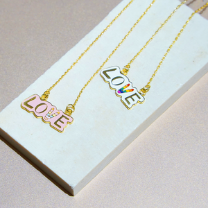 Little Oh - Short Necklace (Rainbow Pink Love)