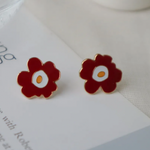 Load image into Gallery viewer, Little Oh - Stud Earrings (Poppy Flower Red)
