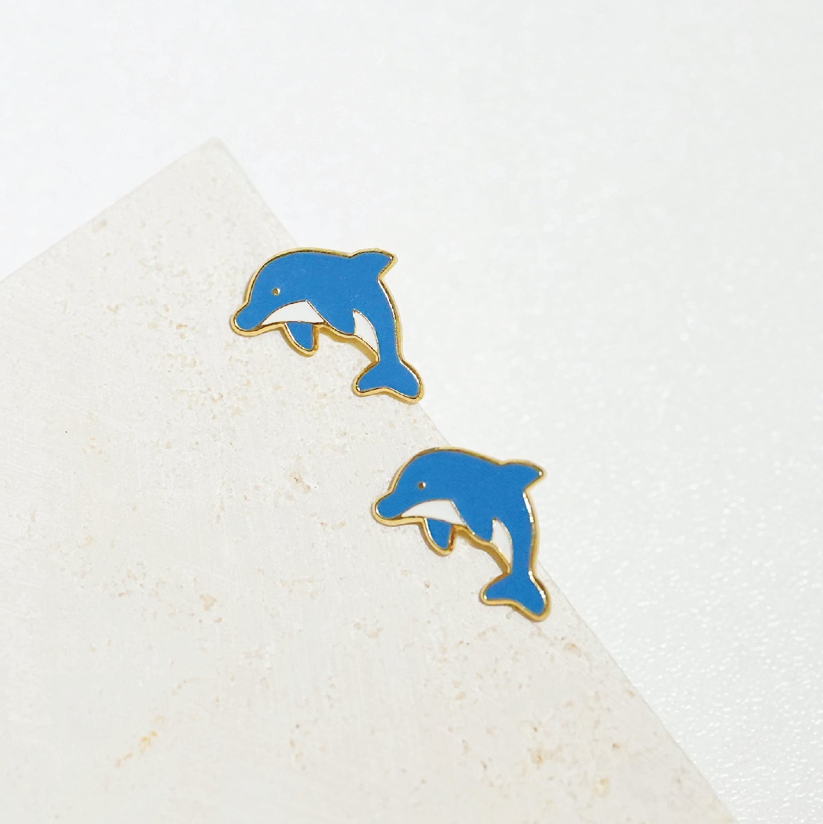 Little Oh - Stud Earrings (Blue Dolphin)