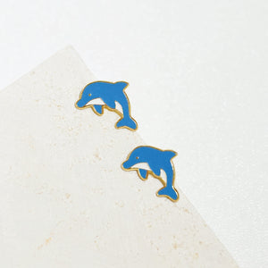 Little Oh - Stud Earrings (Blue Dolphin)