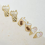Load image into Gallery viewer, Little Oh - Stud Earrings (Bubble Tea Cat)
