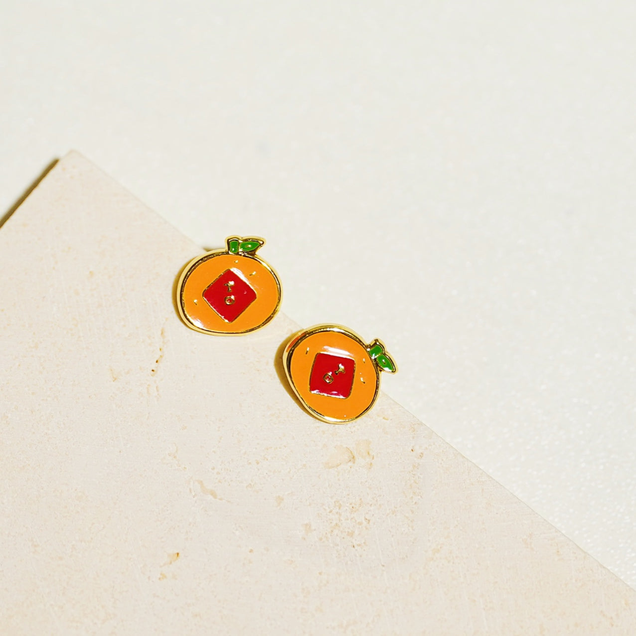 Little Oh - Stud Earrings (Huat Lah: Orange)