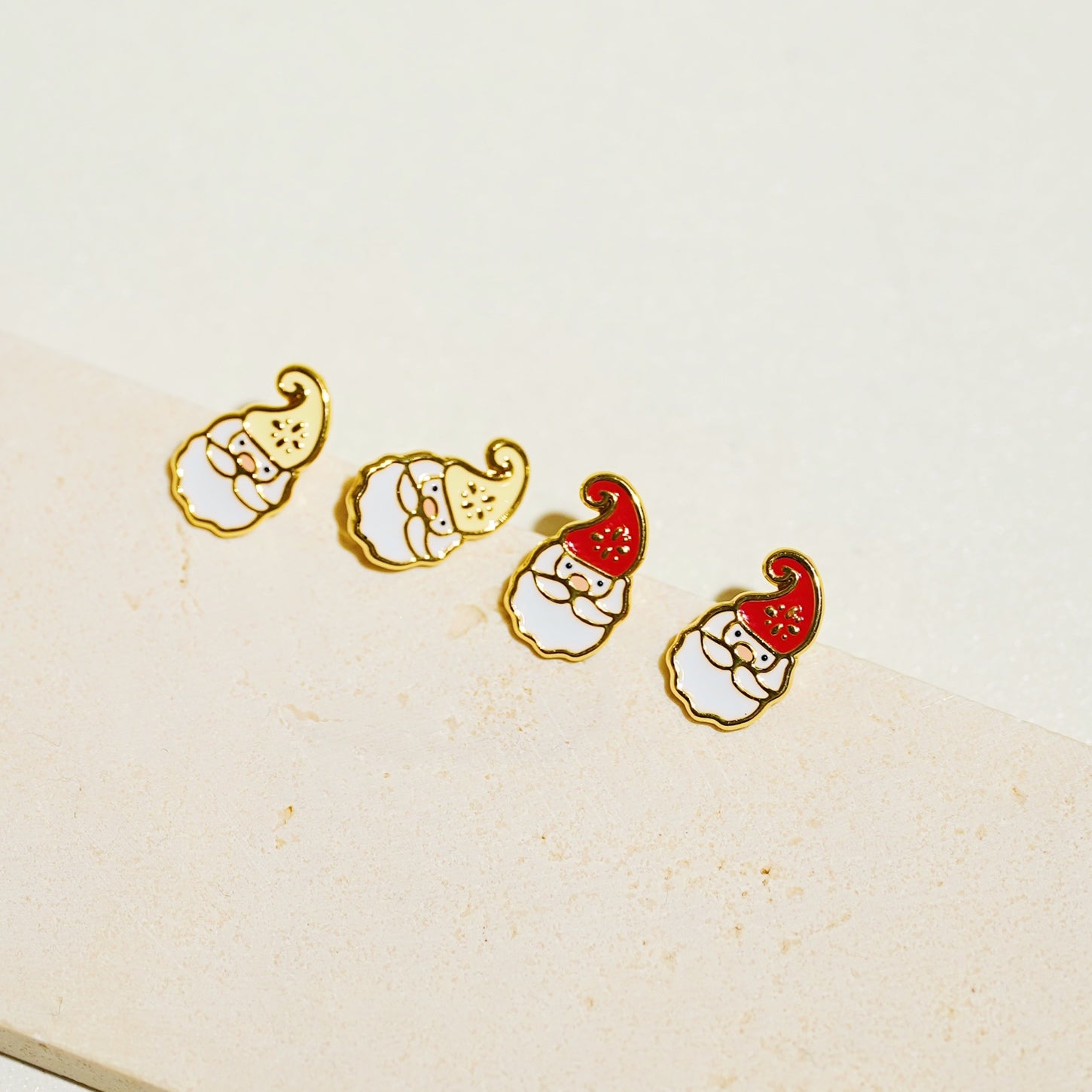Little Oh - Stud Earrings (Christmas - Yellow Hat Santa)