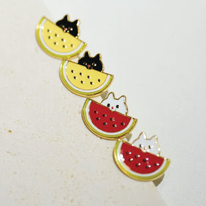 Little Oh - Stud Earrings (Red Watermelon Cat)