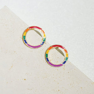 Little Oh - Stud Earrings (Rainbow Circle)